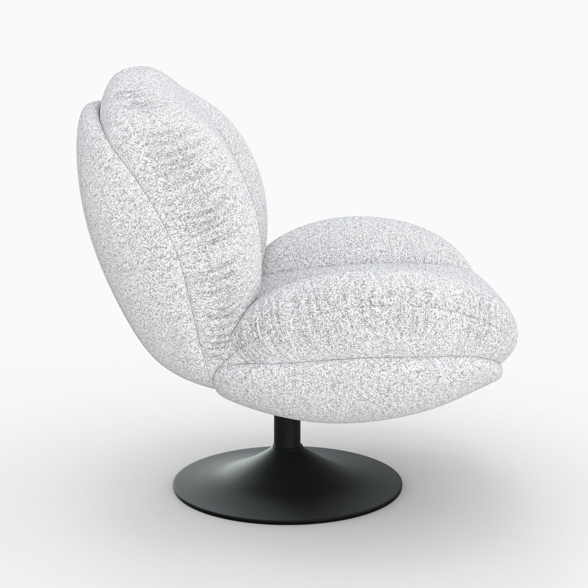 Rendez vous déco Fauteuil pivotant en tissu bouclé gris chiné-Ricci