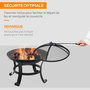 Voir la diapositive 2 : OUTSUNNY Brasero boule de feu cheminée foyer extérieur Ø 55 x 50H cm grille à charbon couvercle tisonnier acier noir