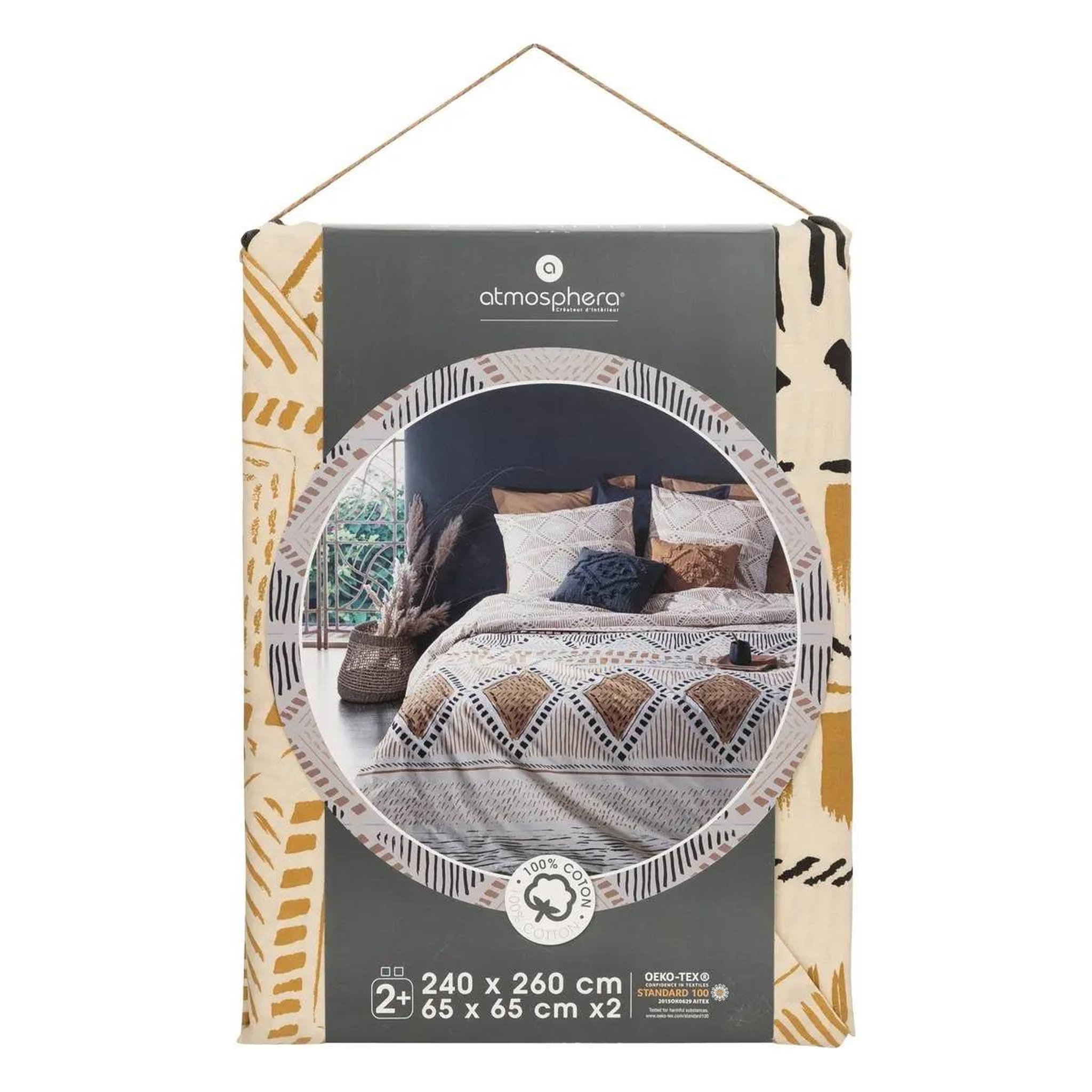 Voir la diapositive 3 : ATMOSPHERA Parure de lit 3 pièces  kilim  260x240cm beige