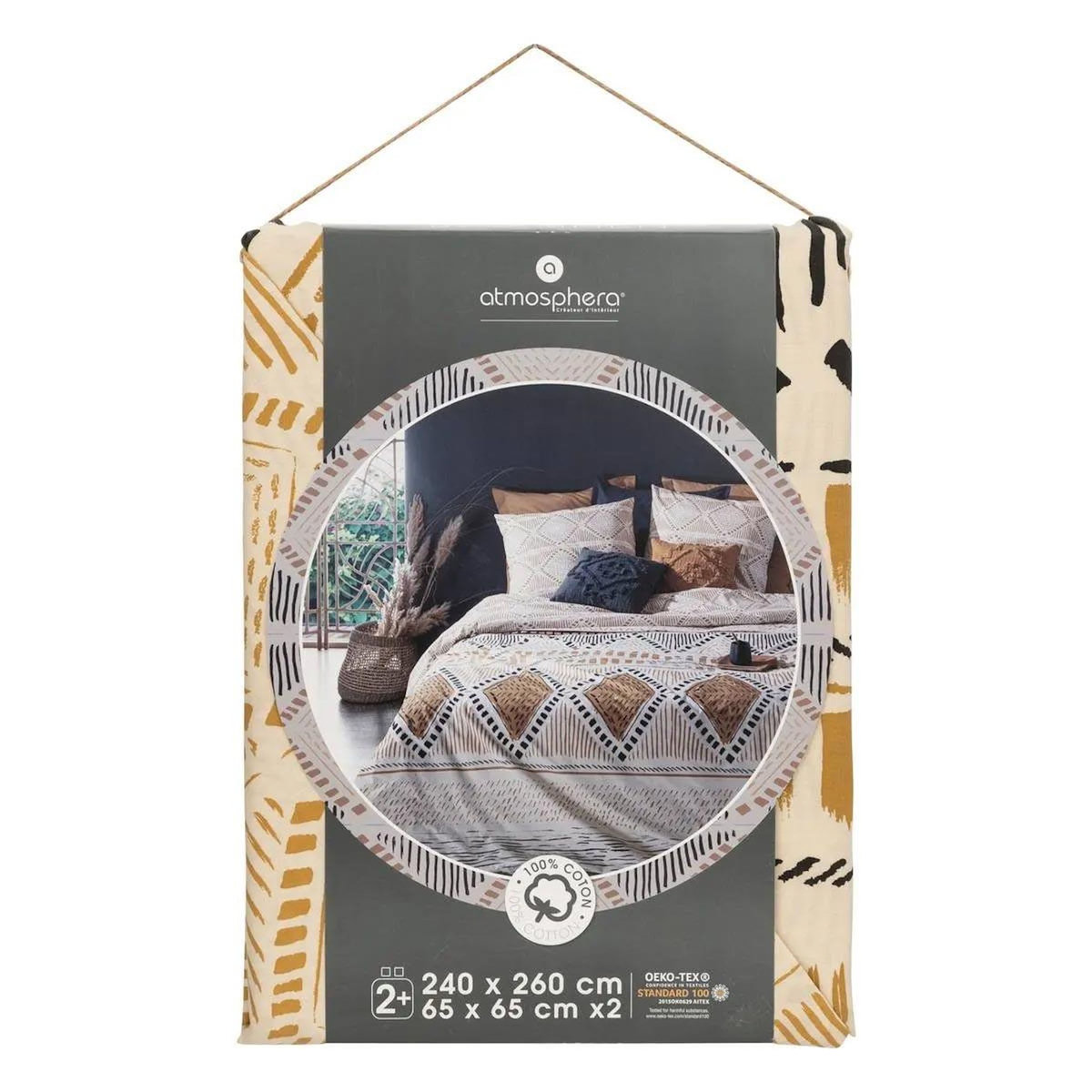 ATMOSPHERA Parure de Lit 3 Pièces  Kilim  260x240cm Beige