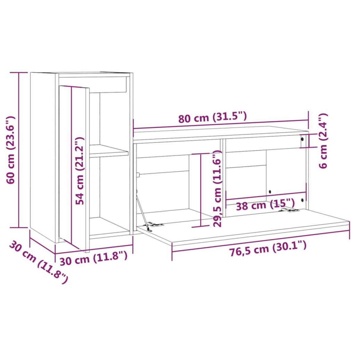 VIDAXL Meubles TV 2 pcs Gris Bois massif de pin
