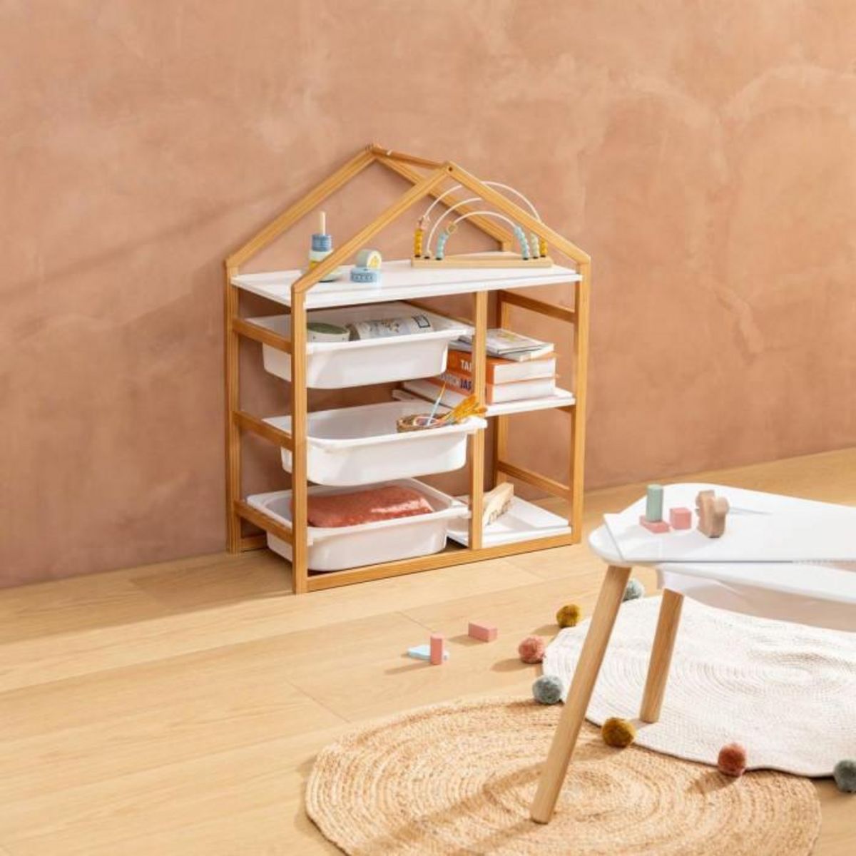 Atmosphera Kids Bibliothèque Enfant Maison  Bako  82cm Blanc