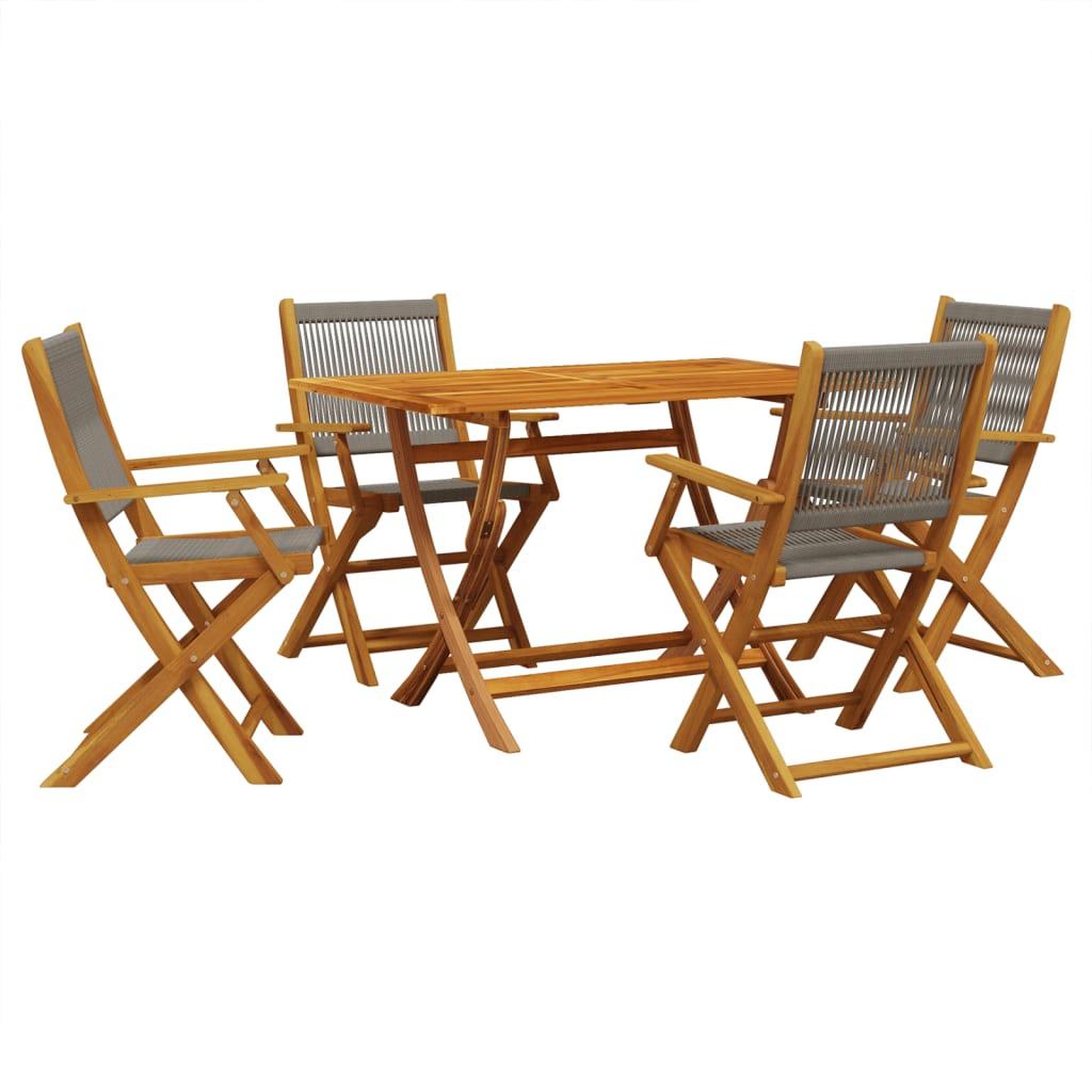 Voir la diapositive 2 : VIDAXL Ensemble a manger de jardin 5pcs gris polypropylene bois massif