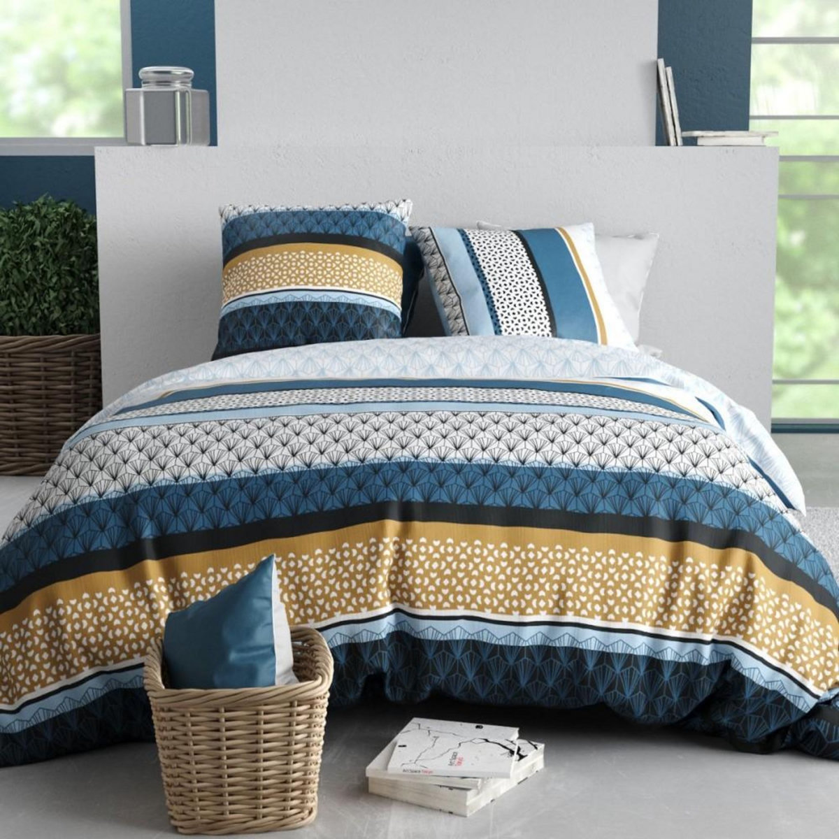 ATELIER DU COTON Housse de couette 240x220 OSIS + 2 taies coton 57 fils