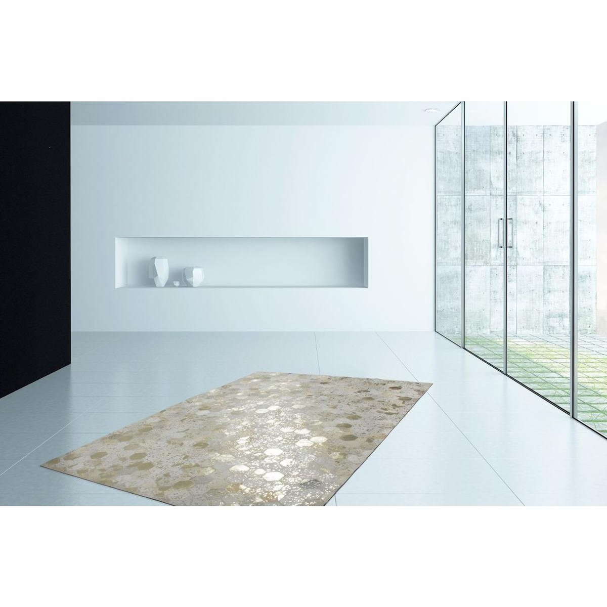 Paris Prix Tapis Tissé Effet Métallique  Spark  Ivoire & Or