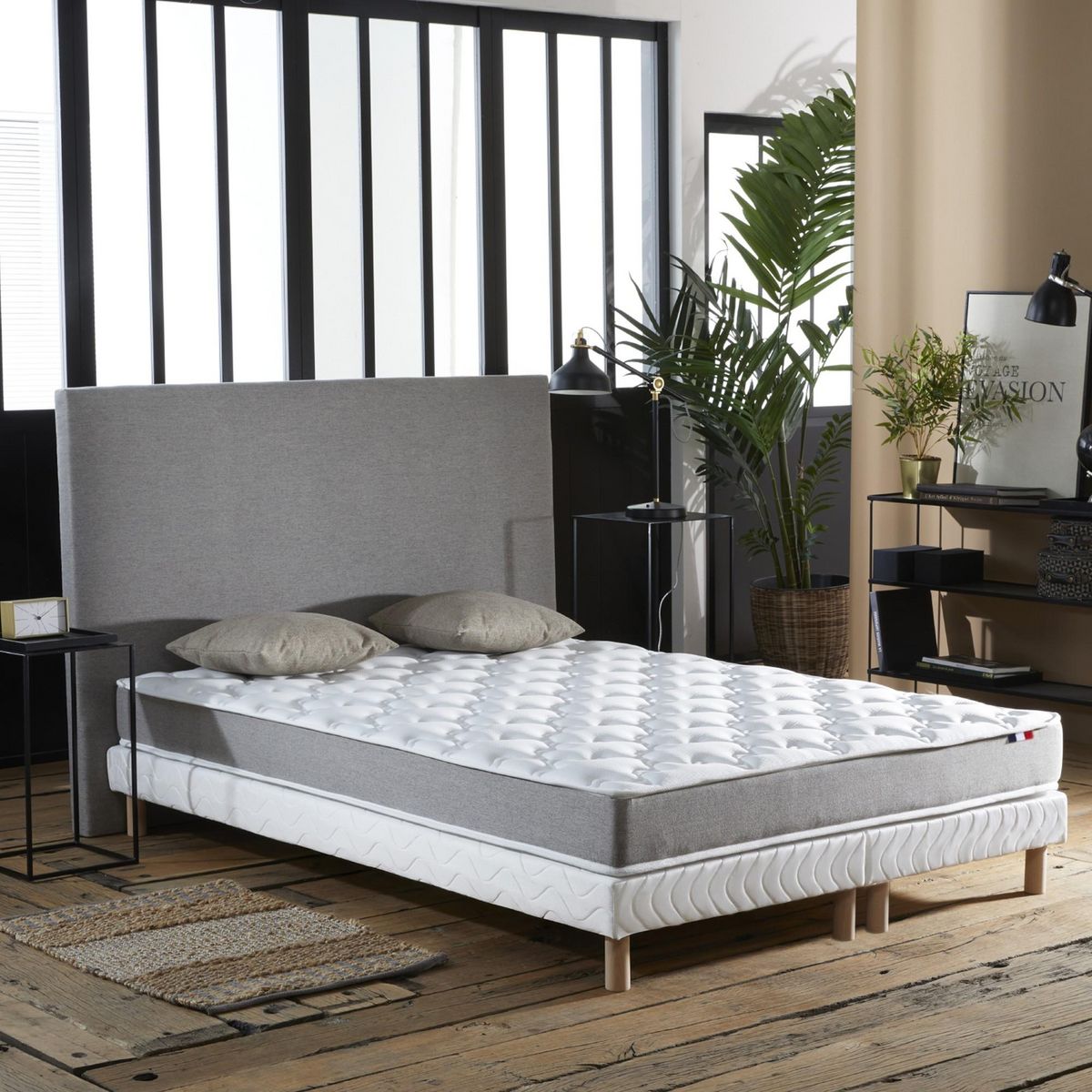 IDLITERIE Ensemble matelas mousse ferme réversible ALTO et sommier - confort français