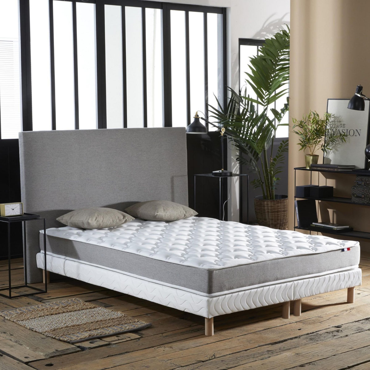 IDLITERIE Ensemble matelas mousse ferme réversible ALTO et sommier - confort français