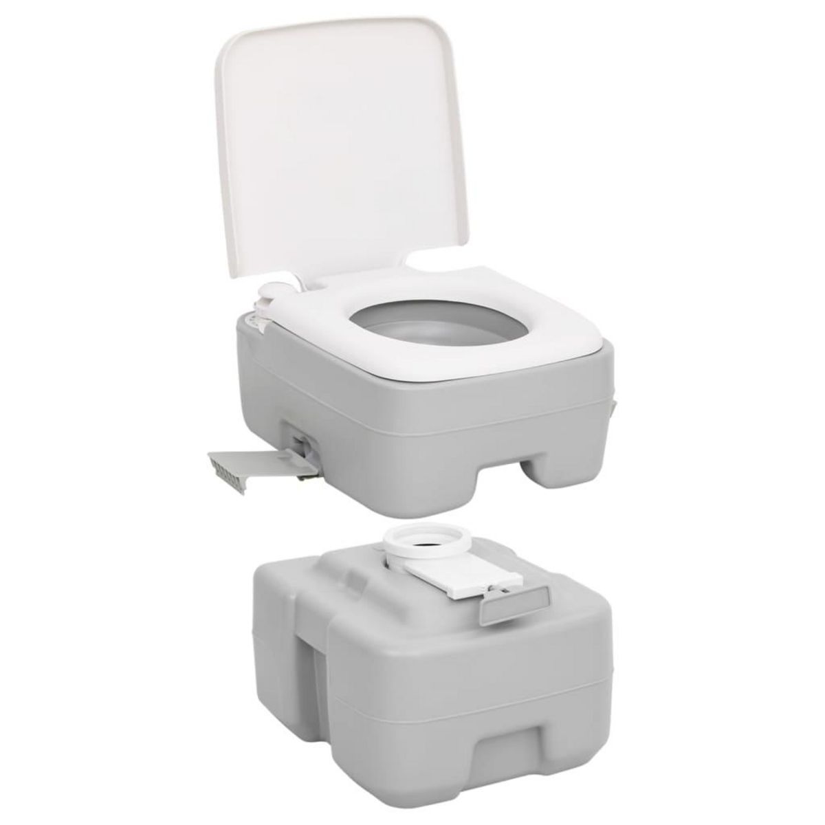 VIDAXL Toilette de camping portable gris et blanc 20+10 L PEHD
