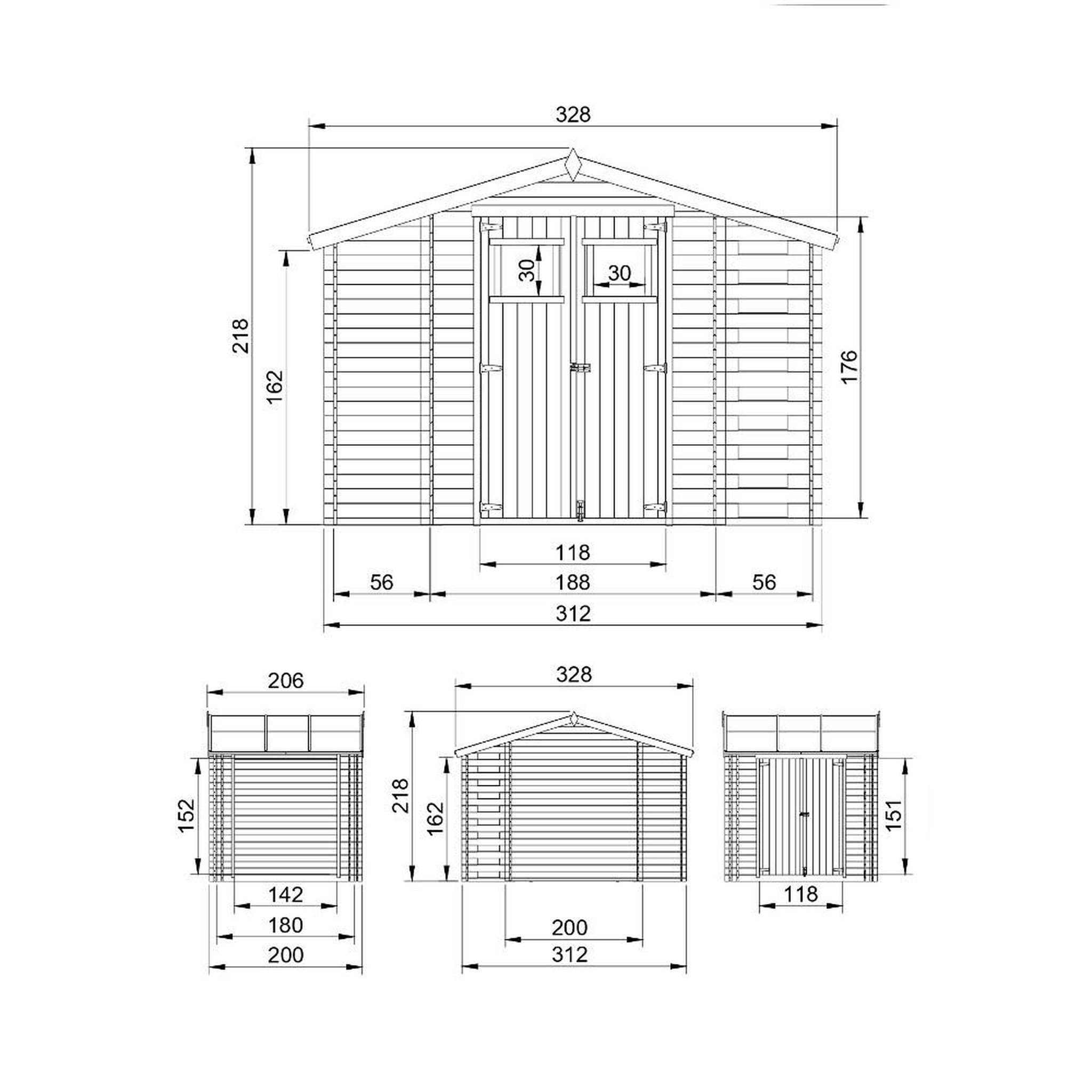 Voir la diapositive 6 : TIMBELA Abri de jardin en bois et range bûches extérieur - 3,53 + 0,97+0,97 m2 m389