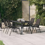 Voir la diapositive 1 : VIDAXL Table de jardin Gris et noir 140x70x70 cm Acier et verre
