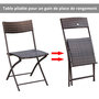 Voir la diapositive 4 : OUTSUNNY Ensemble salon de jardin 2 places table ronde pliable plateau verre trempé chaises pliantes résine tressée chocolat