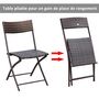 Voir la diapositive 4 : OUTSUNNY Ensemble salon de jardin 2 places table ronde pliable plateau verre trempé chaises pliantes résine tressée chocolat