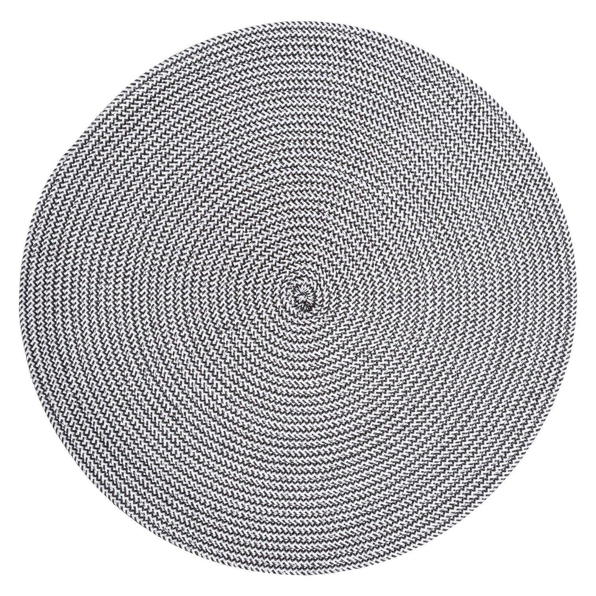 Voir la diapositive 3 : TOILINUX Lot de 6 sets de table rond tressés en polypropylène - Diam. 38 cm - Noir et blanc