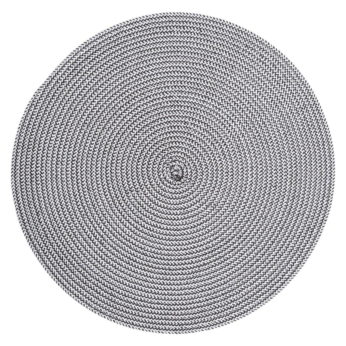 TOILINUX Lot de 6 sets de table rond tressés en polypropylène - Diam. 38 cm - Noir et blanc