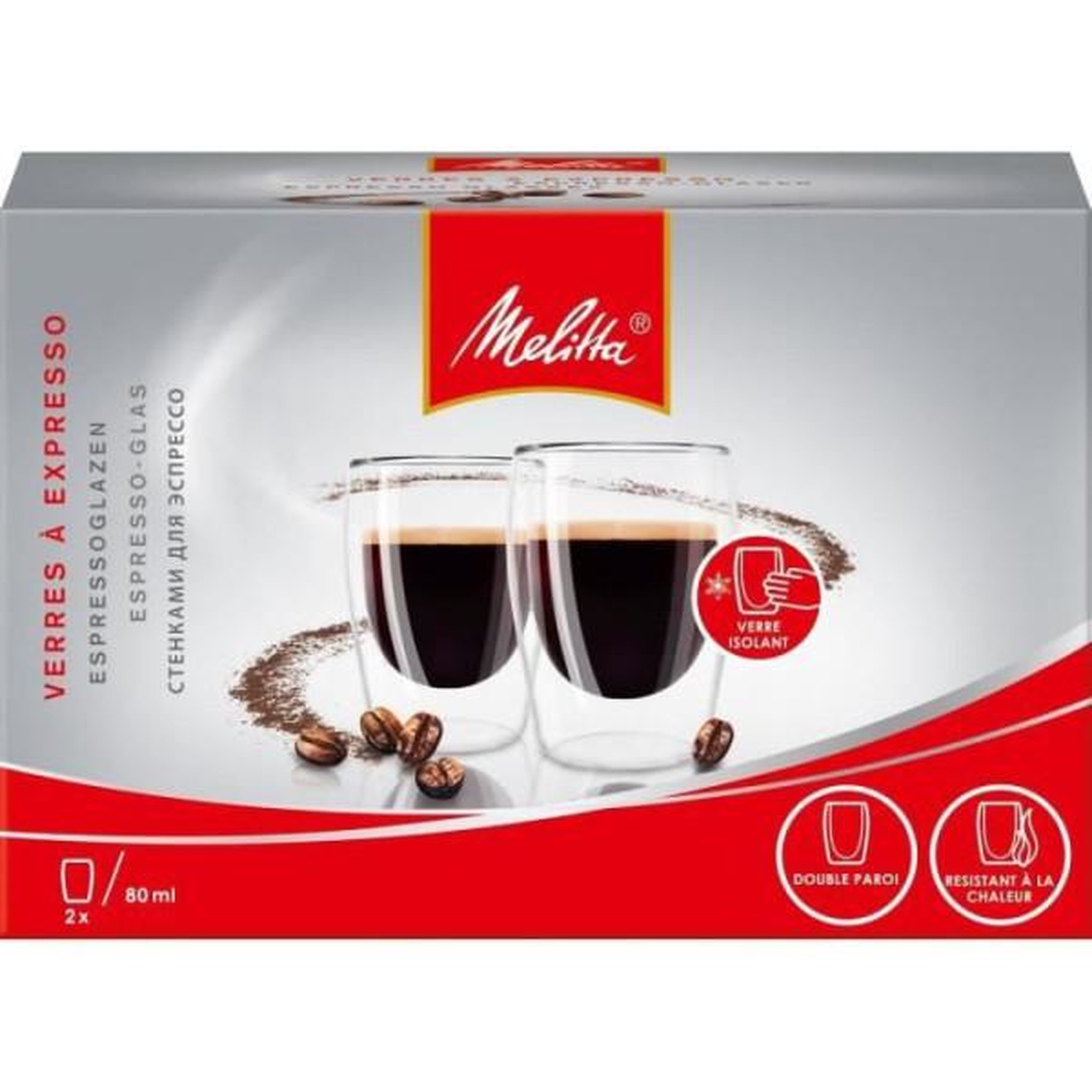 Voir la diapositive 2 : Melitta Melitta lot de 2 verres pour café expresso 80 ml transparent