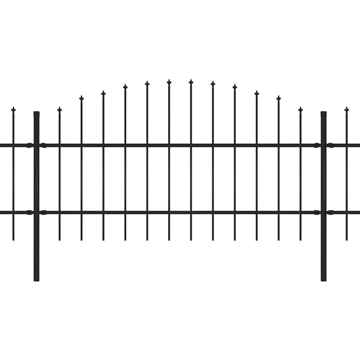 VIDAXL Cloture de jardin avec dessus en forme de lance en acier 1426 x 100 cm Noir