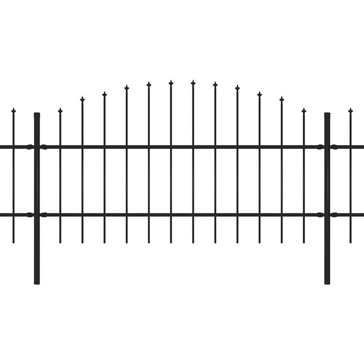 VIDAXL Cloture de jardin avec dessus en forme de lance en acier 1426 x 100 cm Noir
