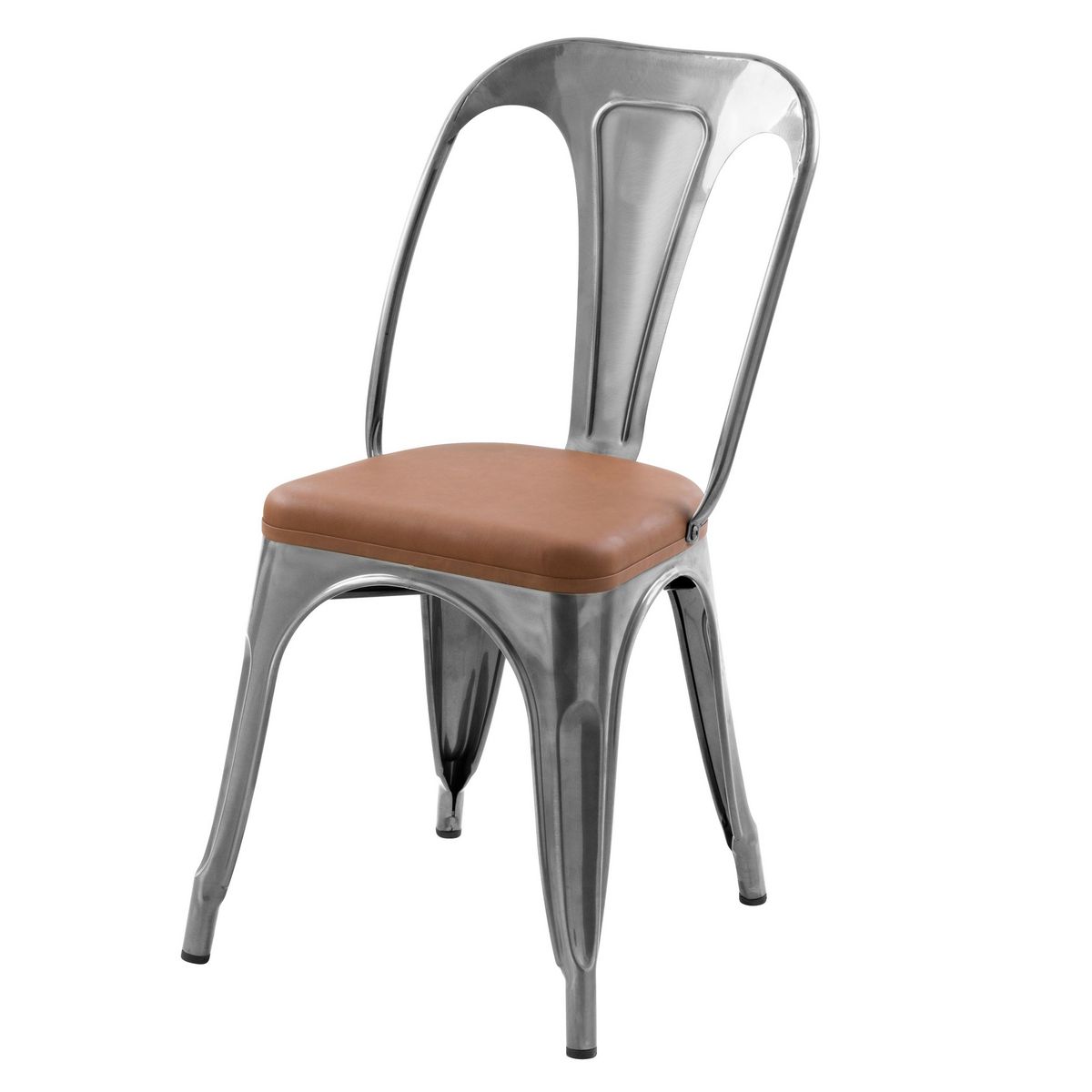 Rendez vous déco Lot de 2 chaises en métal noir et cuir synthétique marron - Charly