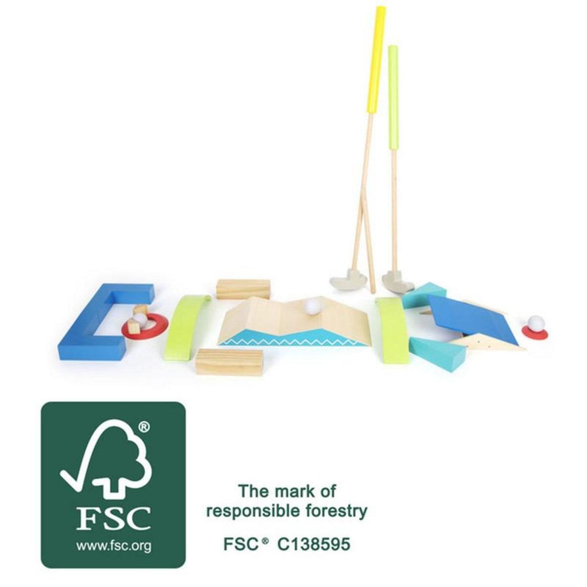 SMALL FOOT Small Foot - Wooden Mini Golf, 20 pcs. 11964