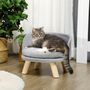 Voir la diapositive 2 : PAWHUT Canapé lit panier pour chien design scandinave coussin moelleux amovible pieds en bois Ø 40,5 x 33H cm gris