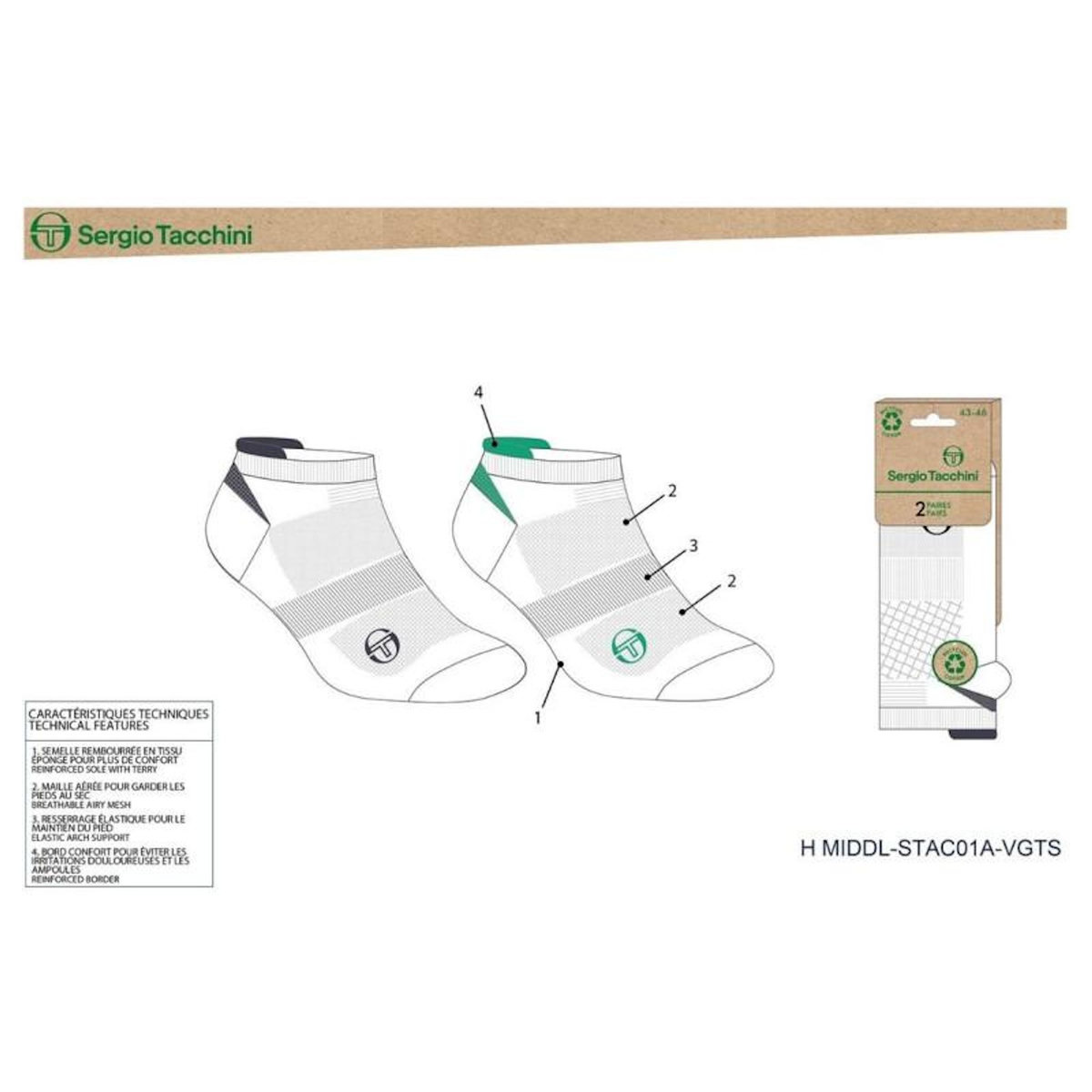 SERGIO TACCHINI Chaussettes SNEAKER SERGIO TACCHINI Lot de 4 Paires