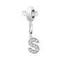 SC CRYSTAL Charm perle SC Crystal en acier avec pendentif lettre S ornée de Cristaux scintillants