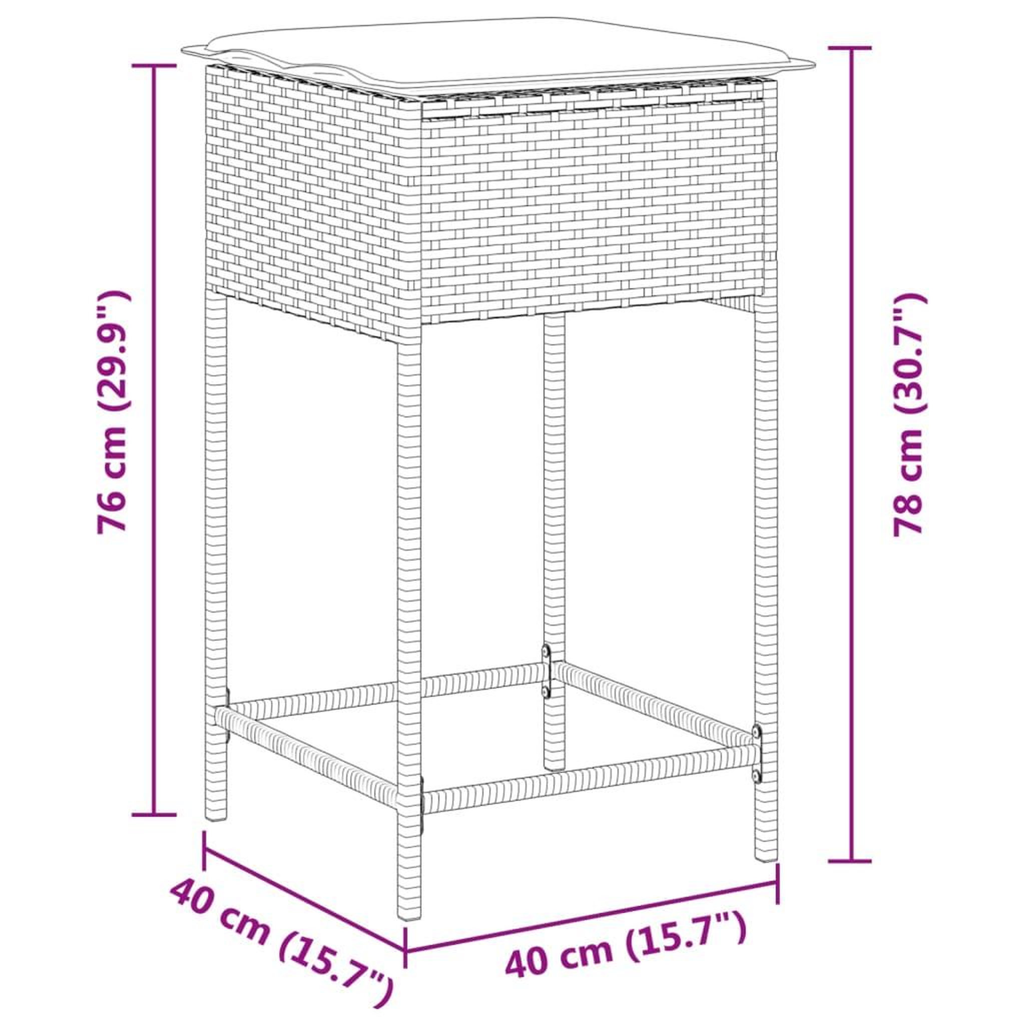 Voir la diapositive 6 : VIDAXL Tabourets de bar jardin coussins lot de 2 marron resine tressee