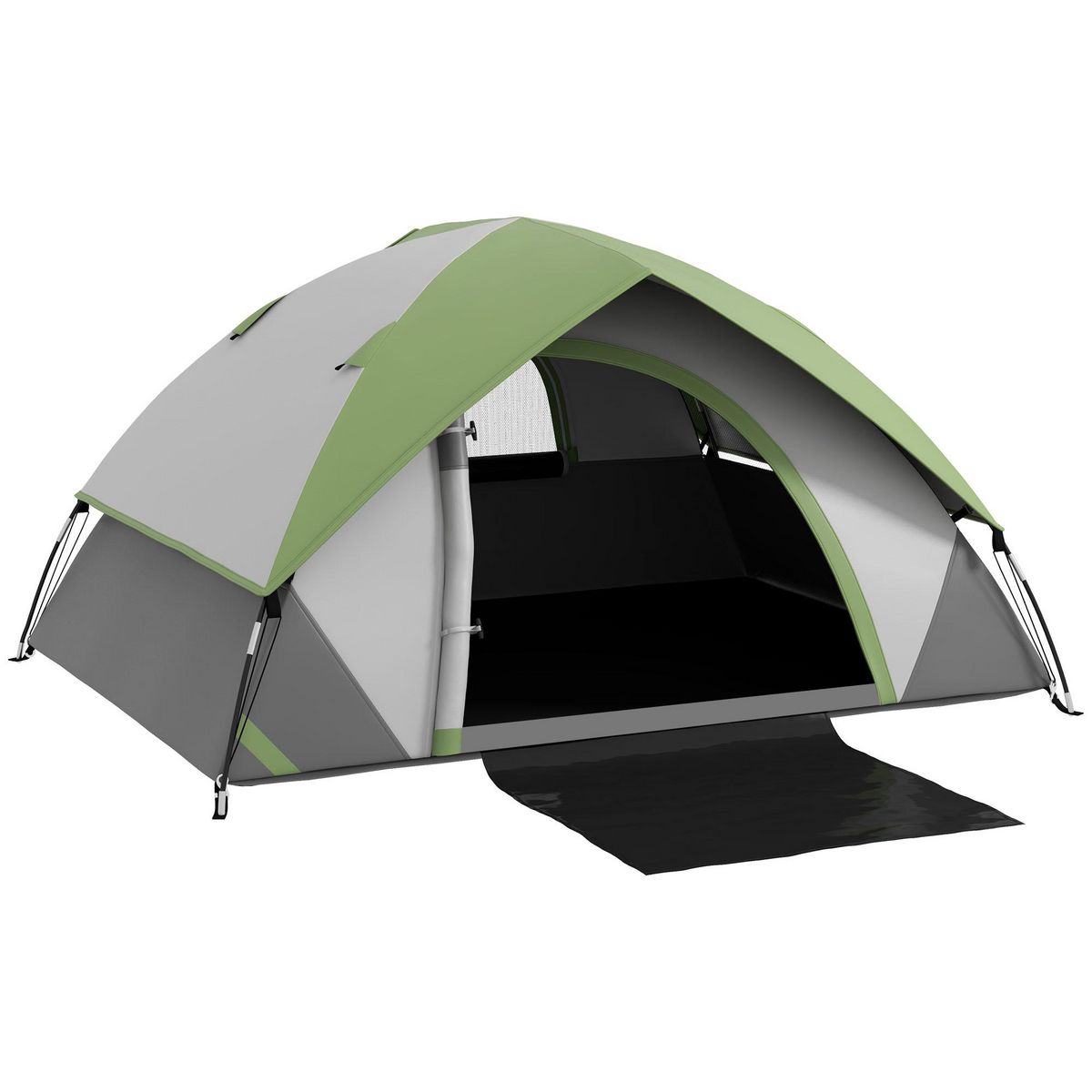 OUTSUNNY Tente de camping 2 personnes dôme étanchéité 3000 mm tapis de sol sac transport vert gris
