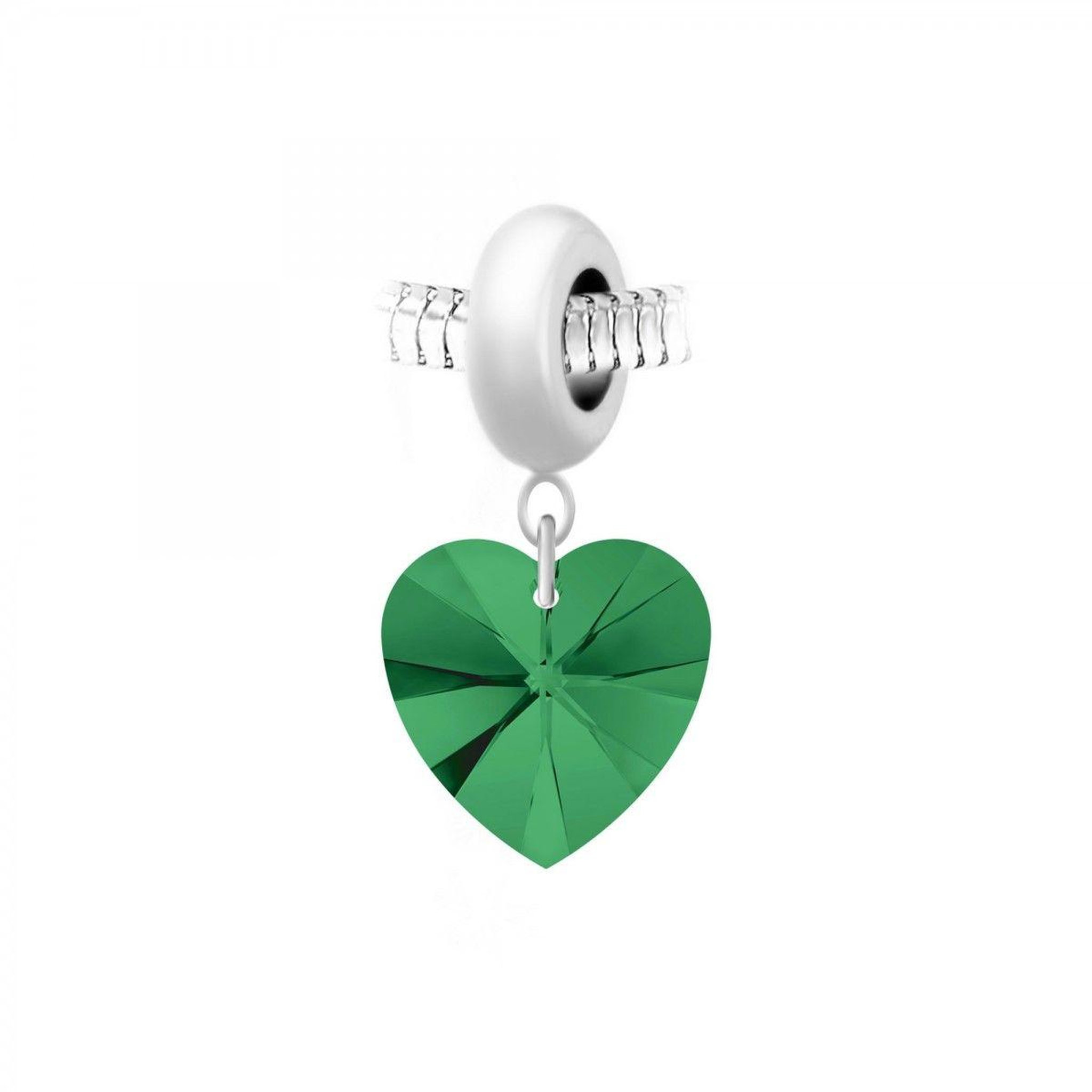 SC CRYSTAL Charm perle en acier et coeur SC Crystal orné de Cristaux scintillants
