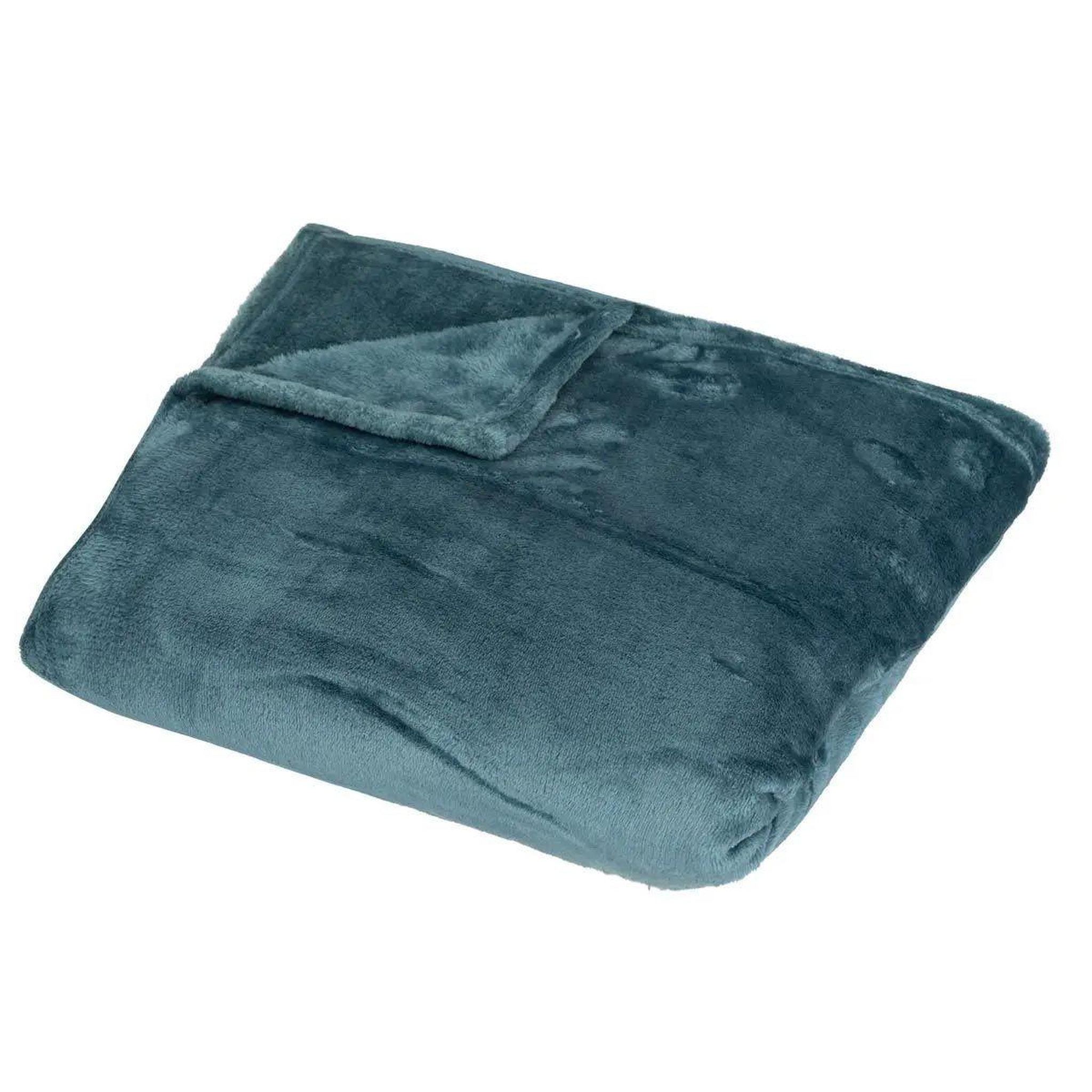 ATMOSPHERA Plaid design uni  row  150x200cm bleu canard