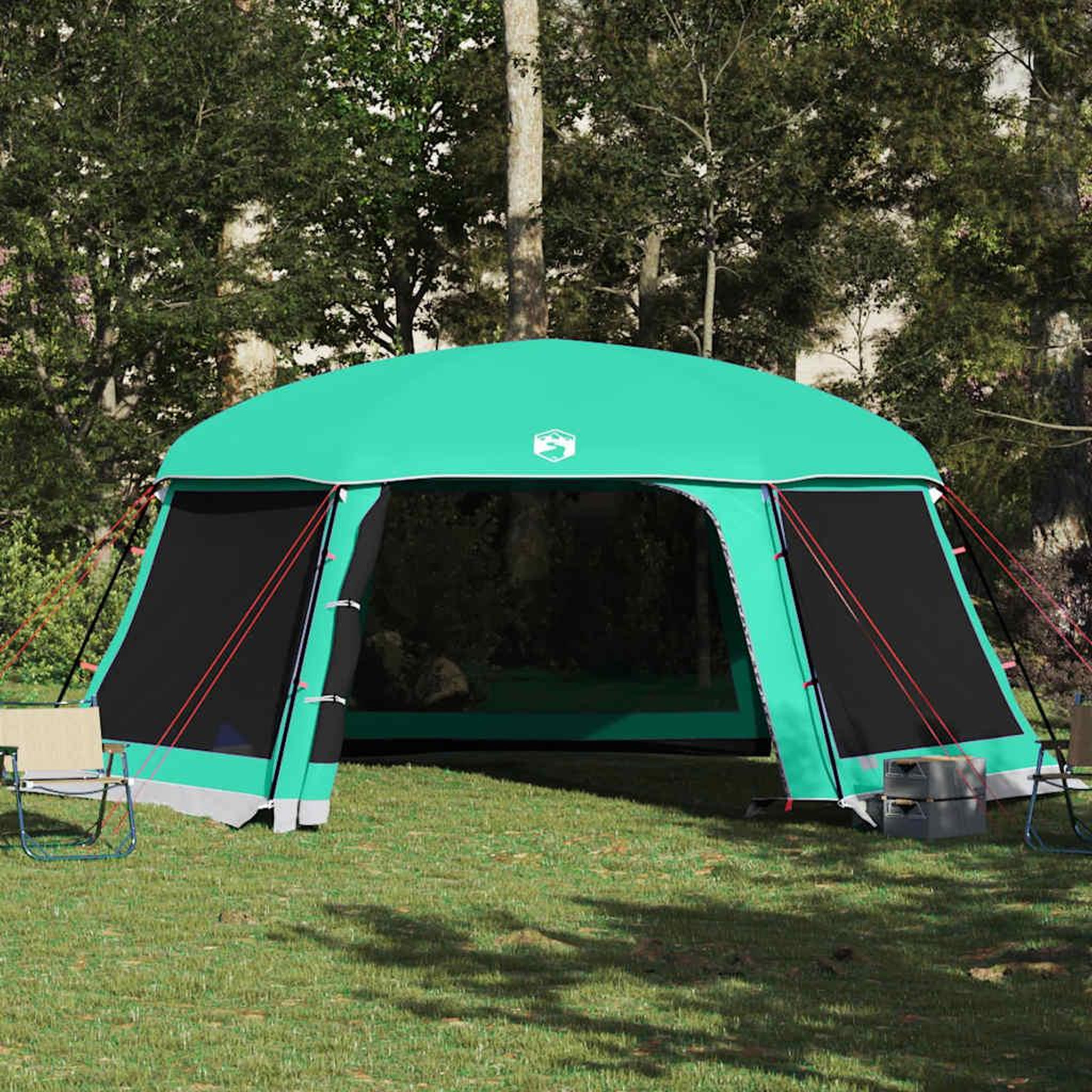 Voir la diapositive 4 : VIDAXL Tente piscine toit amovible parois maille vert d'eau 618x532 cm