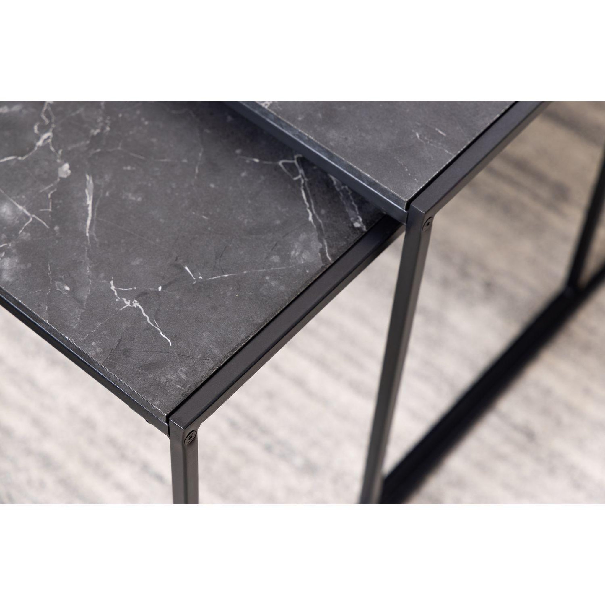 Voir la diapositive 3 : TOILINUX Table basse extensible en 3 pièces en mélamine et métal - l.120 à 232 cm - noir