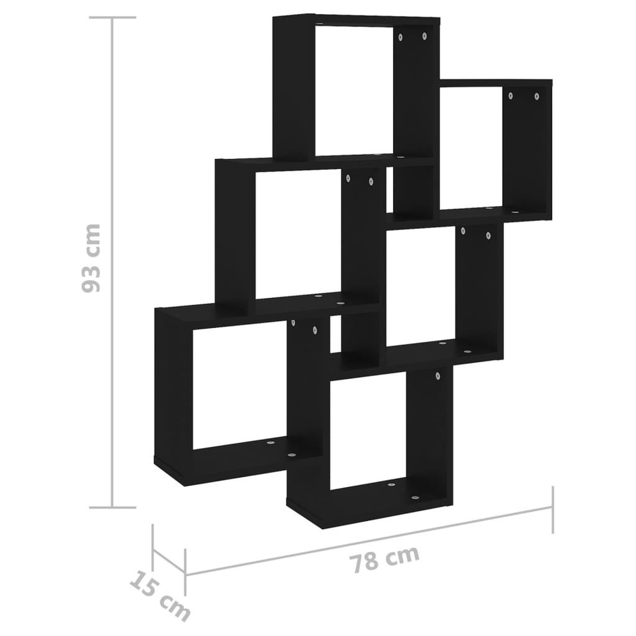 Voir la diapositive 6 : VIDAXL Etagere murale cube Noir 78x15x93 cm Bois d'ingenierie
