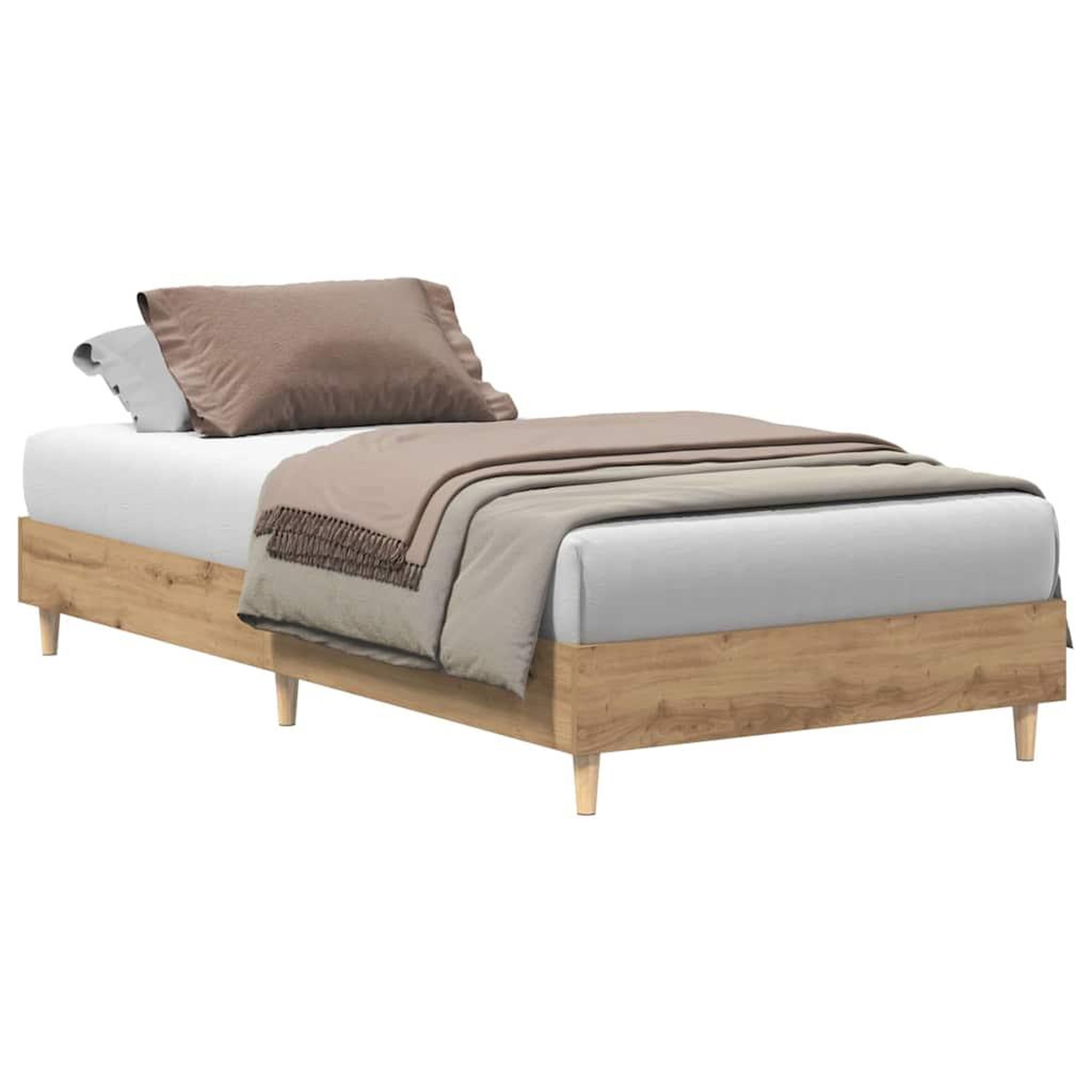Voir la diapositive 2 : VIDAXL Cadre de lit sans matelas chene artisanal 90x200 cm