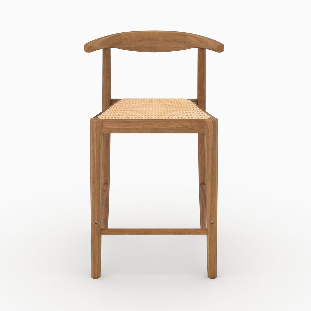 Rendez vous déco Lot de 2 chaises pour îlot central 64 cm en teck vernis et cannage-Alia