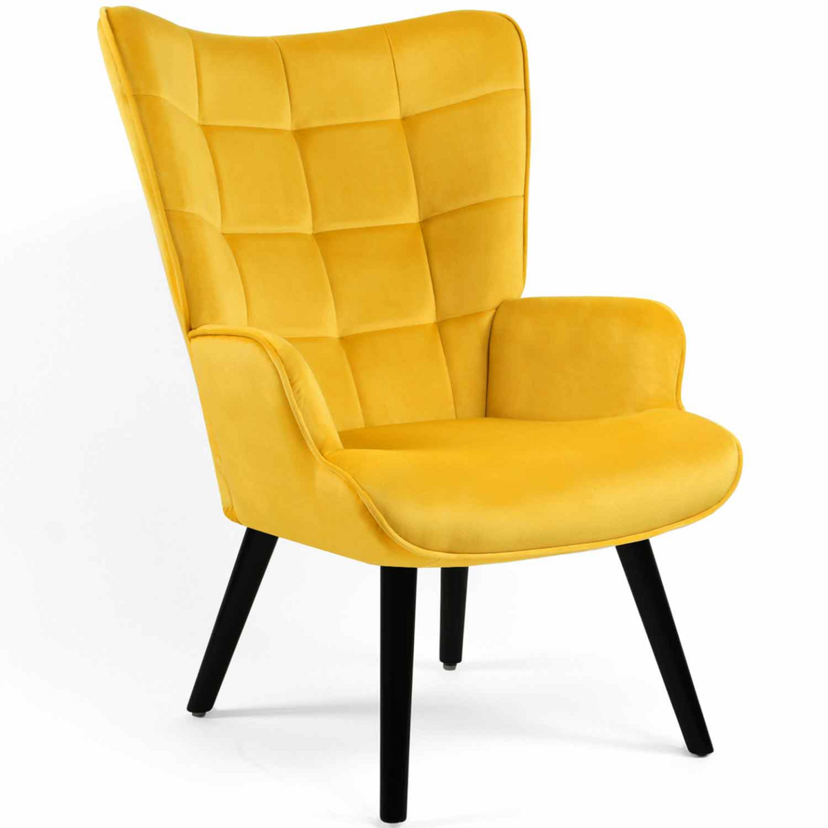 ID MARKET Fauteuil scandinave ANIA velours jaune
