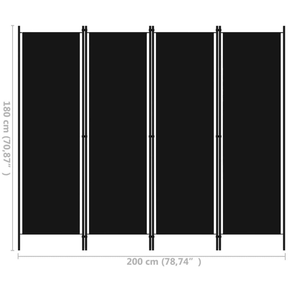 VIDAXL Cloison de separation 4 panneaux Noir 200x180 cm