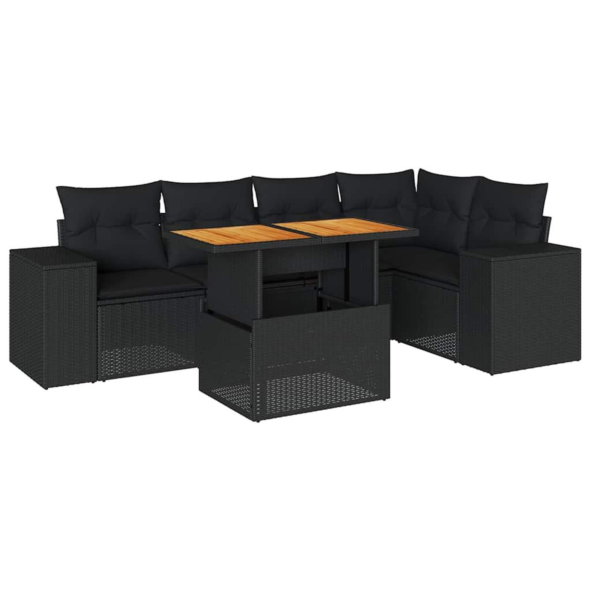 Voir la diapositive 2 : VIDAXL Salon de jardin 6 pcs avec coussins noir resine tressee
