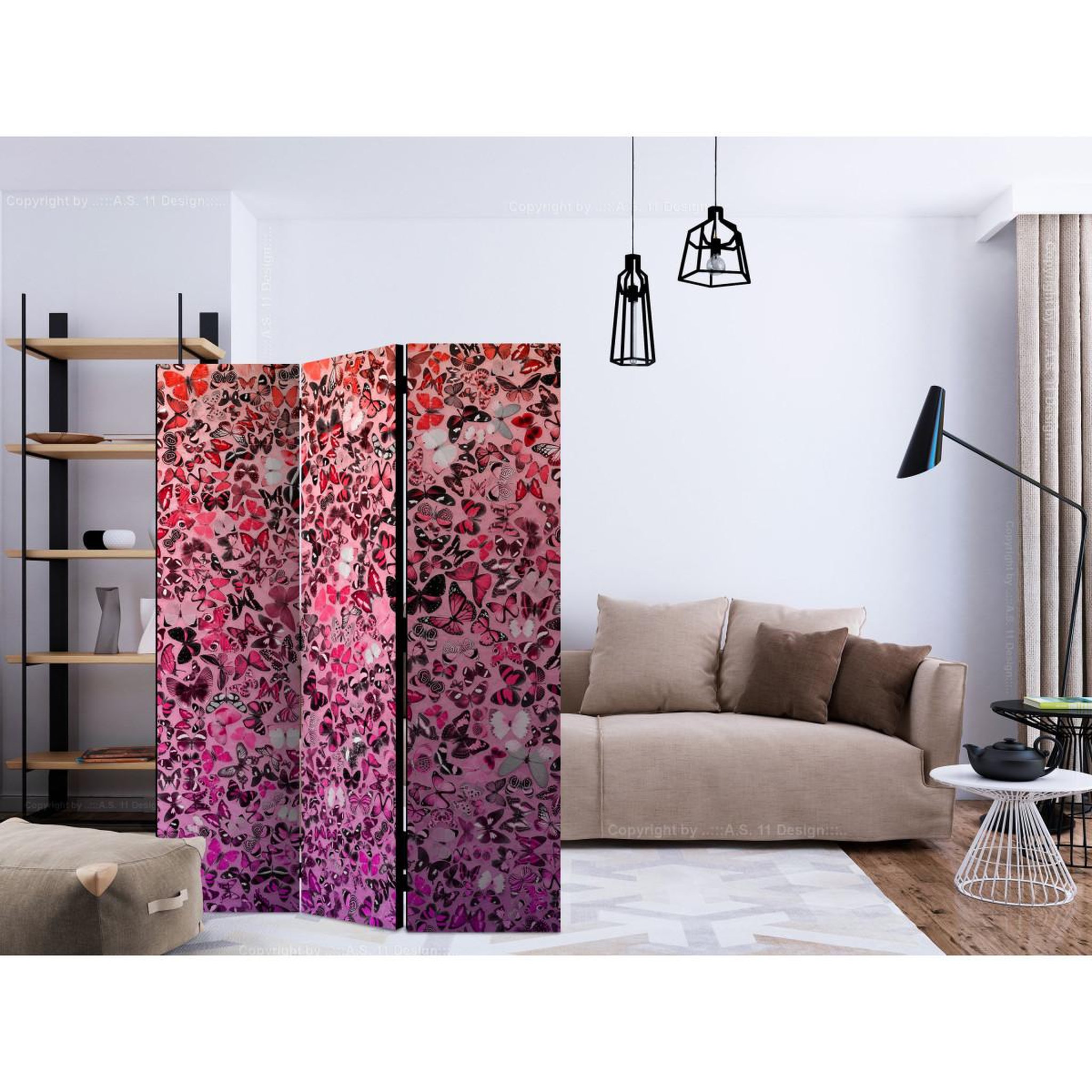 Voir la diapositive 2 : Paris Prix Paravent 3 volets  language of butterflies  135x172cm