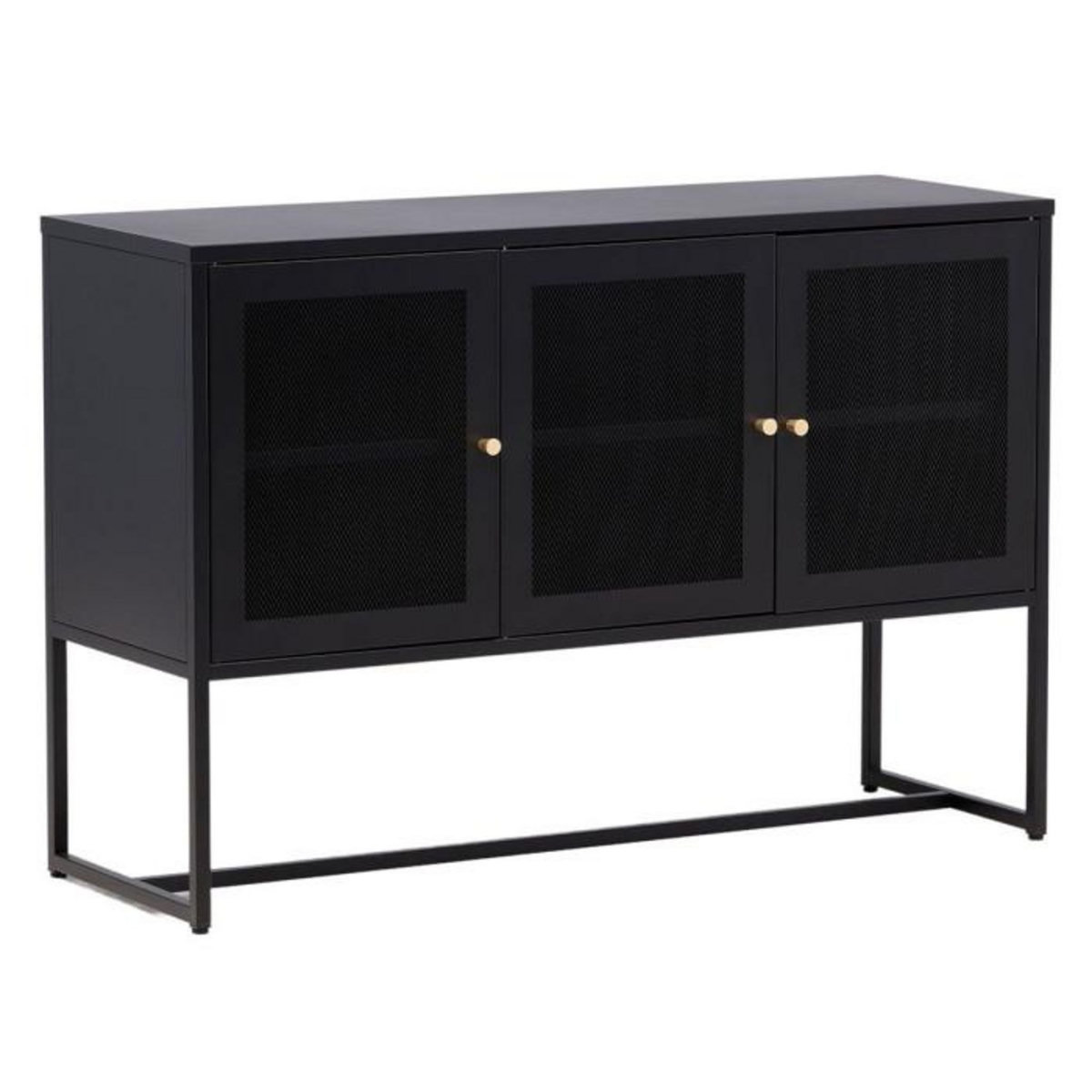 Paris Prix Bahut 3 Portes en Métal  Malla  120cm Noir