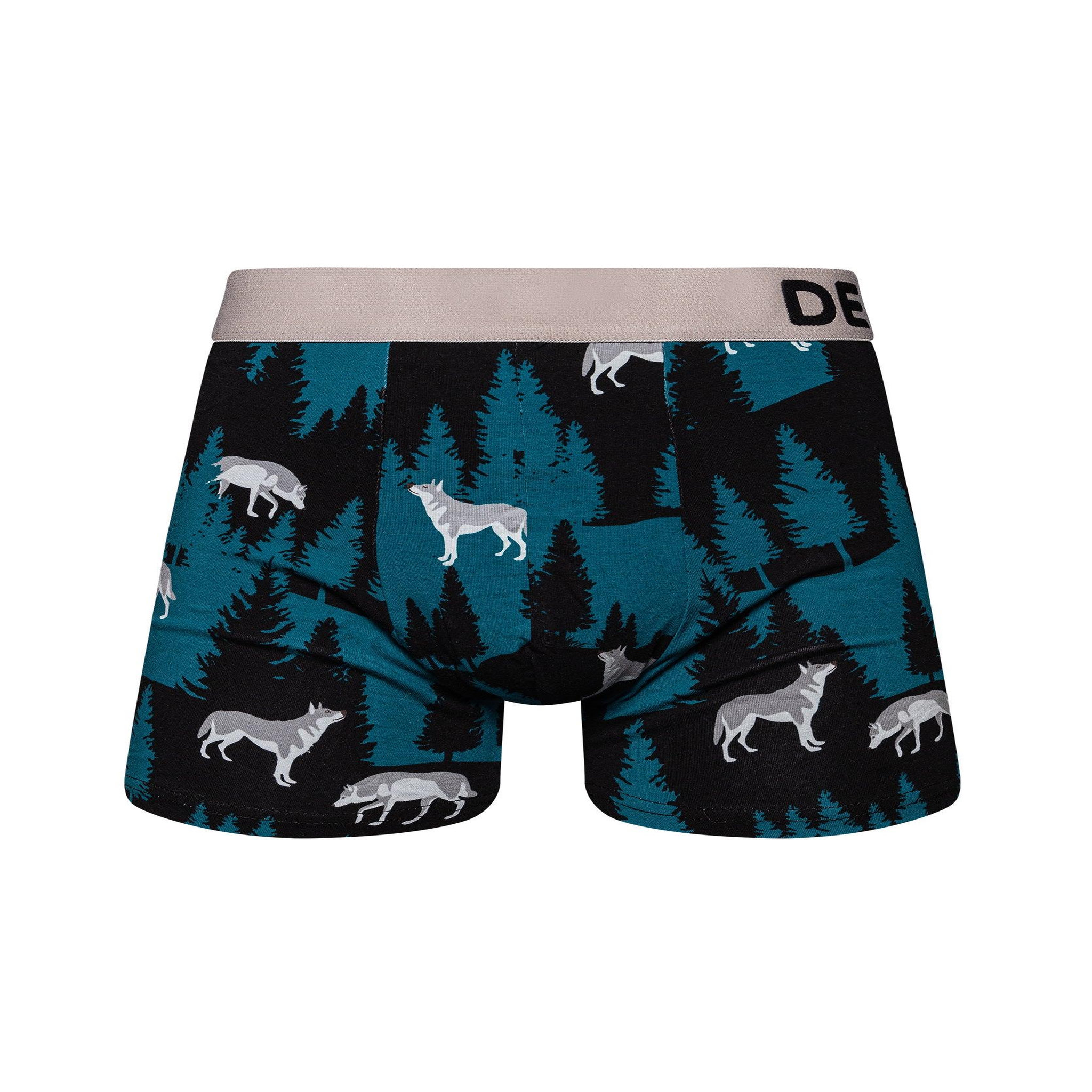 DEDOLES Boxer homme loup à la lune. Coloris disponibles : Multicolore