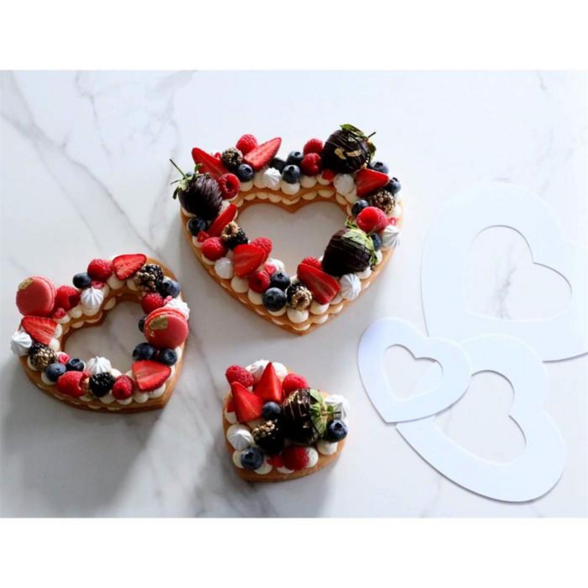 Paris Prix Lot de 3 Pochoirs Cake  Love  20cm Blanc