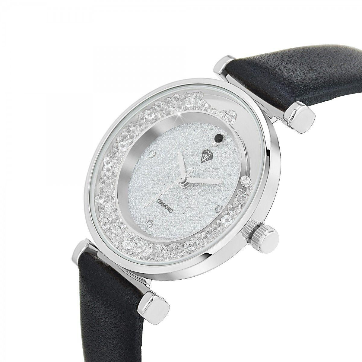 SC CRYSTAL Montre Héléna élégante SC Crystal ornée d'un véritable diamant noir
