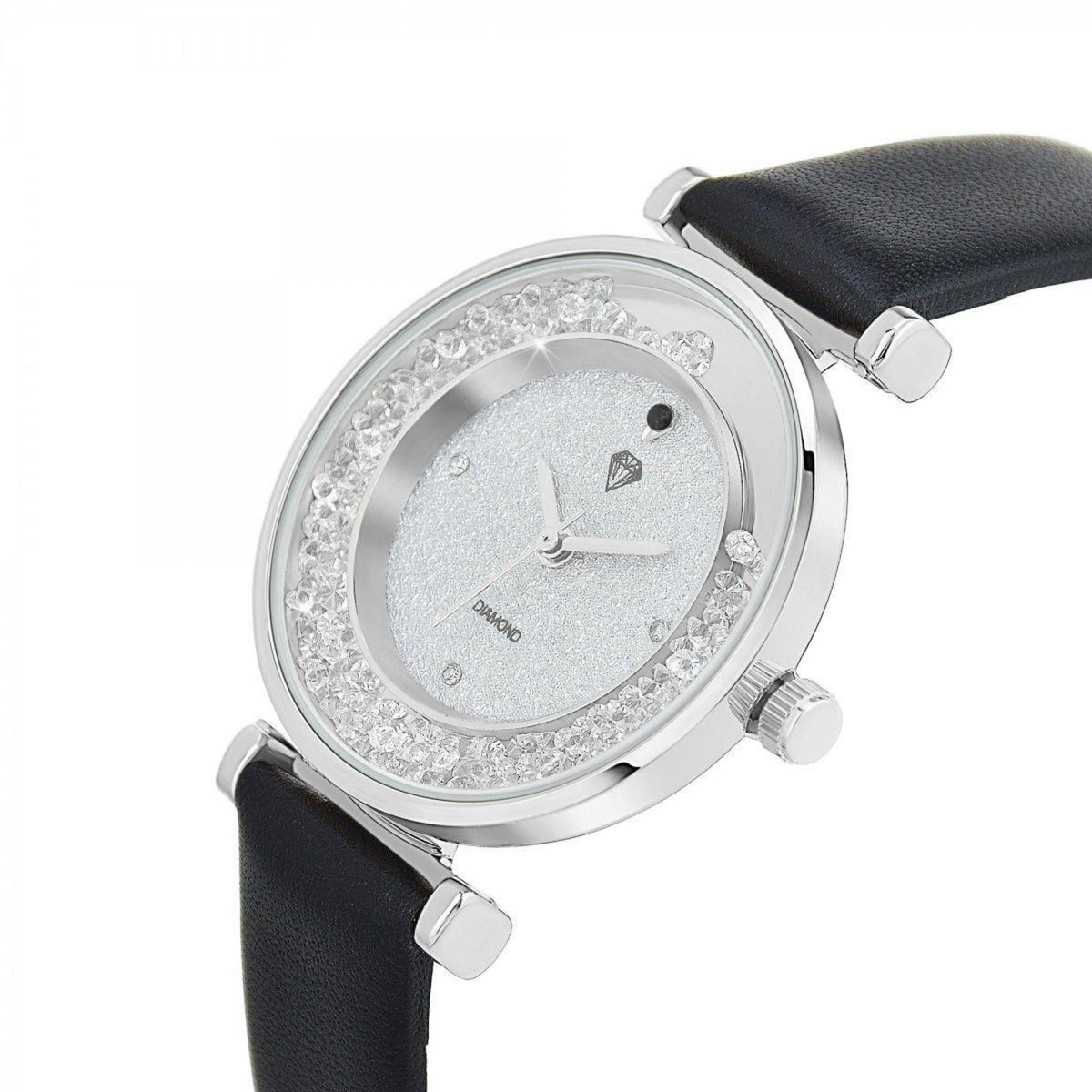 SC CRYSTAL Montre Héléna élégante SC Crystal ornée d'un véritable diamant noir