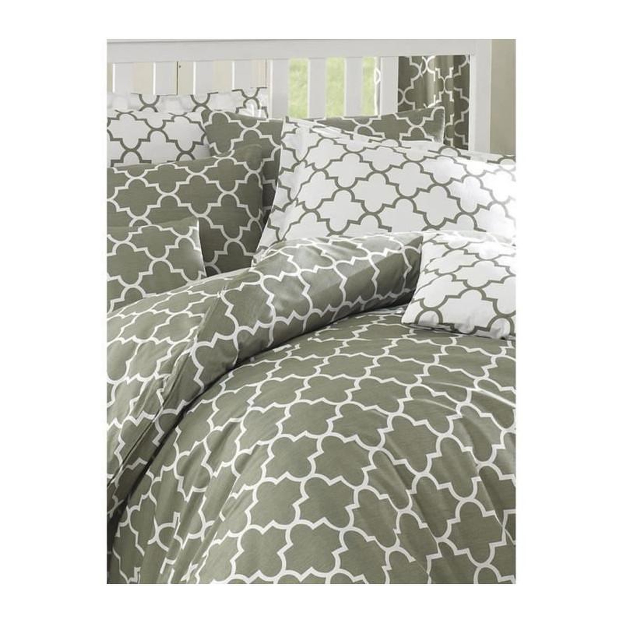 Voir la diapositive 4 : GENERIQUE Parure de lit - 1 housse de couette 220 x 240 cm + 2 taies d'oreiller 60 x 60 cm - 100% coton renforcé - Gris