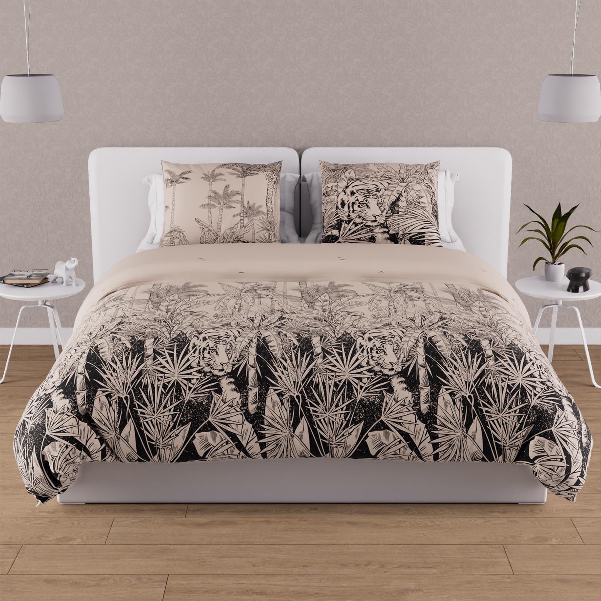 Voir la diapositive 1 : SOLEIL D'OCRE Parure housse de couette en coton 57 fils tigre, par soleil d'ocre