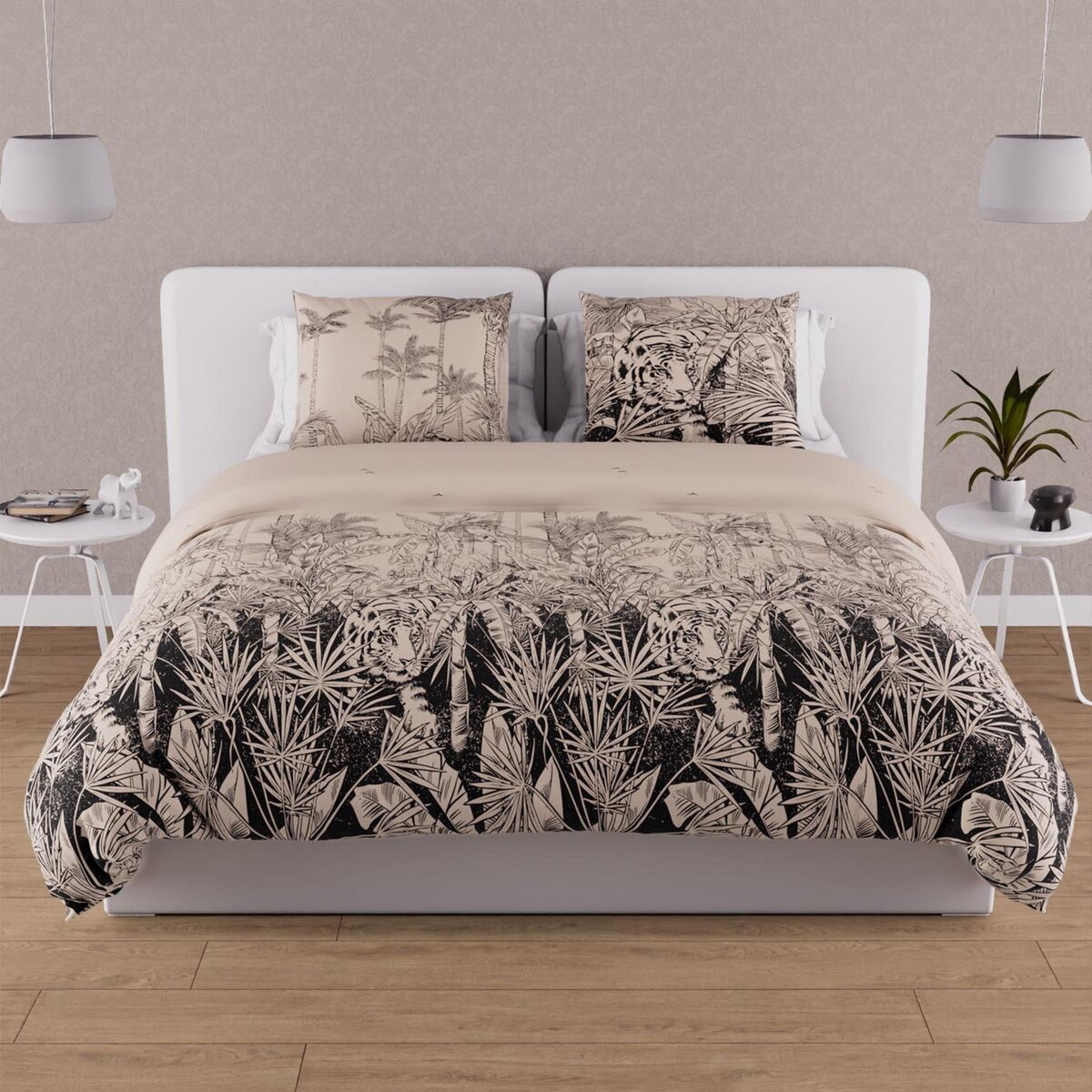 SOLEIL D'OCRE Parure housse de couette en coton 57 fils TIGRE, par Soleil d'ocre