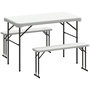 Voir la diapositive 1 : OUTSUNNY Ensemble table 2 bancs pliables avec poignées - usage pique-nique camping - métal époxy HDPE gris clair