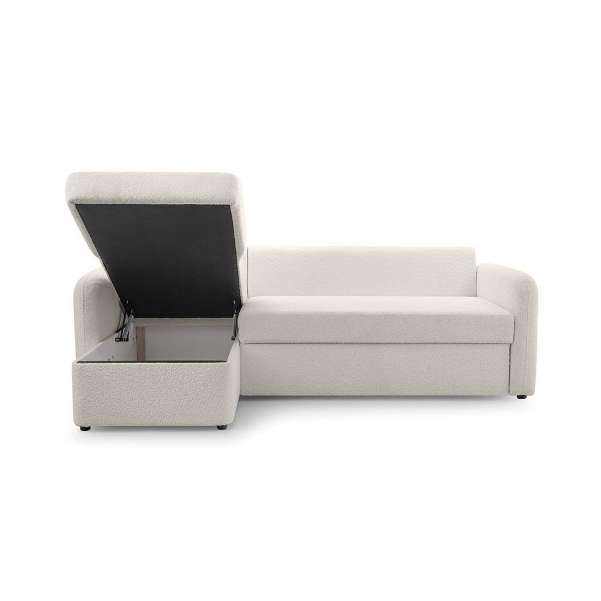 BEST MOBILIER Pocatello - canapé d'angle réversible 4 places - convertible avec coffre - en tissu bouclette