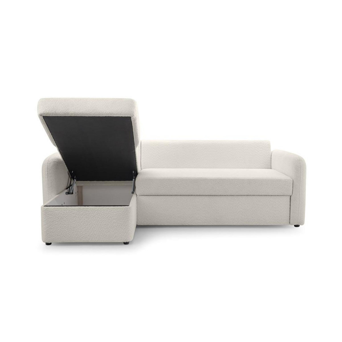 BEST MOBILIER Pocatello - canapé d'angle réversible 4 places - convertible avec coffre - en tissu bouclette